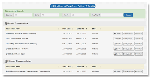 Online Registration for Chess Championships