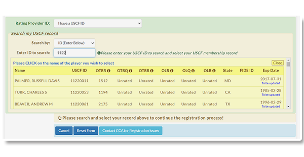 Online Registration for Chess Championships